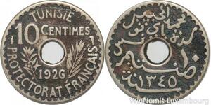 R8441 Tunisia 10 Centimes Muhammad al-Nasir Bey AH 1345 1926 Paris