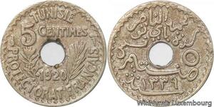 R8446 Tunisia 5 Centimes Muhammad al-Nasir Bey AH 1339 1920 Paris