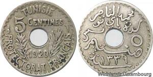 R8448 Tunisia 5 Centimes Muhammad al-Nasir Bey AH 1339 1920 Paris