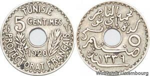 R8453 Tunisia 5 Centimes Muhammad al-Nasir Bey AH 1339 1920 Paris