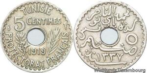 R8466 Tunisia 5 Centimes Muhammad al-Nasir Bey AH 1337 1919 Paris