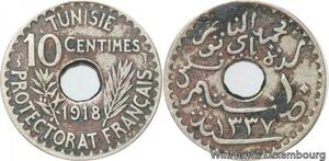 R8513 Tunisia 10 Centimes Muhammad al-Nasir Bey AH 1337 1918 Paris