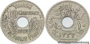 R8519 Tunisia 10 Centimes Muhammad al-Nasir Bey AH 1337 1919 Paris