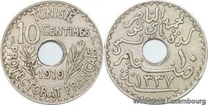 R8521 Tunisia 10 Centimes Muhammad al-Nasir Bey AH 1337 1919 Paris