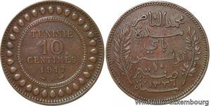 R8529 Tunisia 10 Centimes Muhammad al-Nasir Bey AH 1336 1917 A Paris -> M offer