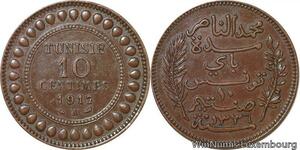 R8530 Tunisia 10 Centimes Muhammad al-Nasir Bey AH 1336 1917 A Paris -> M offer