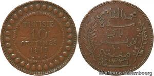 R8533 Tunisia 10 Centimes Muhammad al-Nasir Bey AH 1336 1917 A Paris -> M offer