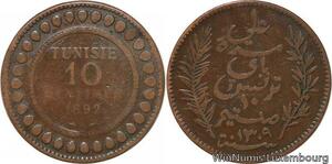 R8534 Tunisia 10 Centimes Muhammad al-Nasir Bey AH 1309 1892 A Paris -> M offer