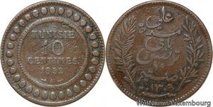 R8535 Tunisia 10 Centimes Muhammad al-Nasir Bey AH 1309 1892 A Paris -> M offer