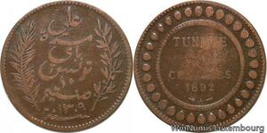 R8536 Tunisia 10 Centimes Muhammad al-Nasir Bey AH 1309 1892 A Paris -> M offer