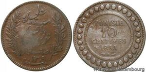 R8537 Tunisia 10 Centimes Muhammad al-Nasir Bey AH 1309 1892 A Paris -> M offer