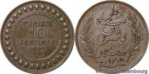 R8539 Tunisia 10 Centimes Muhammad al-Nasir Bey AH 1309 1892 A Paris -> M offer