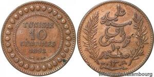R8542 Tunisia 10 Centimes Muhammad al-Nasir Bey AH 1309 1892 A Paris -> M offer