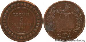 R8543 Tunisia 5 Centimes Muhammad al-Nasir Bey AH 1308 1891 A Paris > Make offer