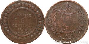 R8561 Tunisia 5 Centimes Muhammad al-Nasir Bey AH 1309 1892 A Paris > Make offer