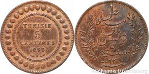 R8568 Tunisia 5 Centimes Muhammad al-Nasir Bey AH 1310 1893 A Paris > Make offer