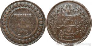 R8572 Tunisia 5 Centimes Muhammad al-Nasir Bey AH 1321 1903 A Paris > Make offer