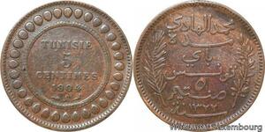 R8575 Tunisia 5 Centimes Muhammad al-Nasir Bey AH 1322 1904 A Paris > Make offer