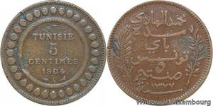 R8576 Tunisia 5 Centimes Muhammad al-Nasir Bey AH 1322 1904 A Paris > Make offer