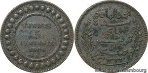 R8578 Tunisia 5 Centimes Muhammad al-Nasir Bey AH 1322 1904 A Paris > Make offer
