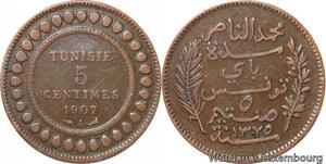 R8580 Tunisia 5 Centimes Muhammad al-Nasir Bey AH 1325 1907 A Paris > Make offer