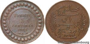 R8583 Tunisia 5 Centimes Muhammad al-Nasir Bey AH 1325 1907 A Paris > Make offer