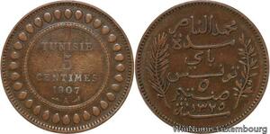 R8588 Tunisia 5 Centimes Muhammad al-Nasir Bey AH 1325 1907 A Paris > Make offer