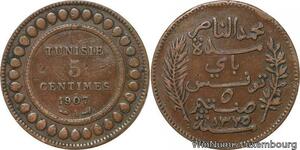 R8589 Tunisia 5 Centimes Muhammad al-Nasir Bey AH 1325 1907 A Paris > Make offer