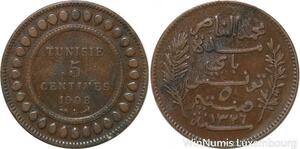 R8596 Tunisia 5 Centimes Muhammad al-Nasir Bey AH 1326 1908 A Paris > Make offer