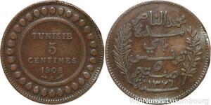 R8597 Tunisia 5 Centimes Muhammad al-Nasir Bey AH 1326 1908 A Paris > Make offer