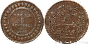 R8601 Tunisia 5 Centimes Muhammad al-Nasir Bey AH 1330 1912 A Paris > Make offer
