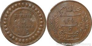 R8602 Tunisia 5 Centimes Muhammad al-Nasir Bey AH 1330 1912 A Paris > Make offer