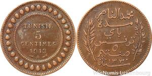 R8604 Tunisia 5 Centimes Muhammad al-Nasir Bey AH 1330 1912 A Paris > Make offer