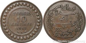 R8610 Tunisia 10 Centimes Muhammad al-Nasir Bey AH 1336 1917 A Paris -> M offer