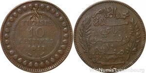 R8611 Tunisia 10 Centimes Muhammad al-Nasir Bey AH 1336 1917 A Paris -> M offer