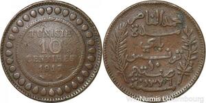 R8613 Tunisia 10 Centimes Muhammad al-Nasir Bey AH 1336 1917 A Paris -> M offer