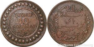 R8617 Tunisia 10 Centimes Muhammad al-Nasir Bey AH 1334 1916 A Paris -> M offer