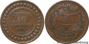 R8619 Tunisia 10 Centimes Muhammad al-Nasir Bey AH 1334 1916 A Paris -> M offer