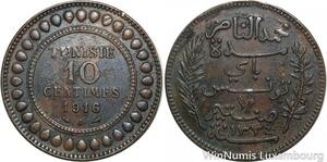 R8621 Tunisia 10 Centimes Muhammad al-Nasir Bey AH 1334 1916 A Paris -> M offer