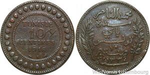 R8623 Tunisia 10 Centimes Muhammad al-Nasir Bey AH 1334 1916 A Paris -> M offer