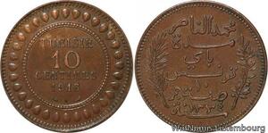 R8625 Tunisia 10 Centimes Muhammad al-Nasir Bey AH 1334 1916 A Paris -> M offer