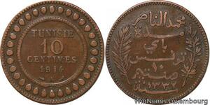 R8631 Tunisia 10 Centimes Muhammad al-Nasir Bey AH 1332 1914 A Paris -> M offer