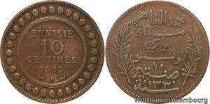R8636 Tunisia 10 Centimes Muhammad al-Nasir Bey AH 1330 1912 A Paris -> M offer