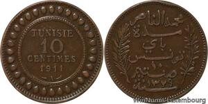 R8639 Tunisia 10 Centimes Muhammad al-Nasir Bey AH 1329 1911 A Paris -> M offer