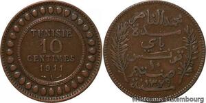 R8641 Tunisia 10 Centimes Muhammad al-Nasir Bey AH 1329 1911 A Paris -> M offer