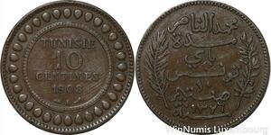 R8650 Tunisia 10 Centimes Muhammad al-Nasir Bey AH 1326 1908 A Paris -> M offer