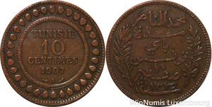 R8653 Tunisia 10 Centimes Muhammad al-Nasir Bey AH 1327 1907 A Paris -> M offer
