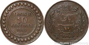 R8655 Tunisia 10 Centimes Muhammad al-Nasir Bey AH 1327 1907 A Paris -> M offer