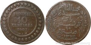 R8659 Tunisia 10 Centimes Muhammad al-Nasir Bey AH 1327 1907 A Paris -> M offer