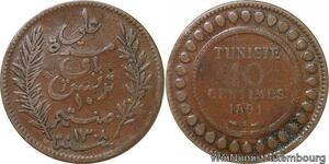R8679 Tunisia 10 Centimes Muhammad al-Nasir Bey AH 1308 1891 A Paris -> M offer